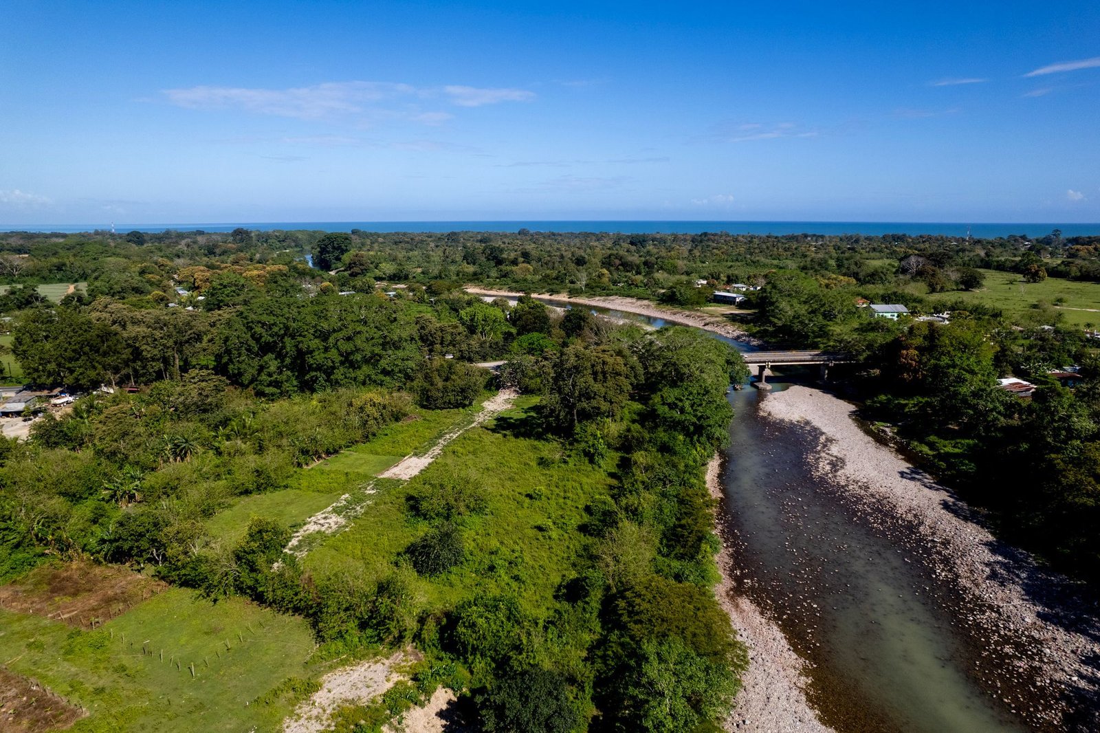 Aerial view of the landscape near La Ceiba, Honduras